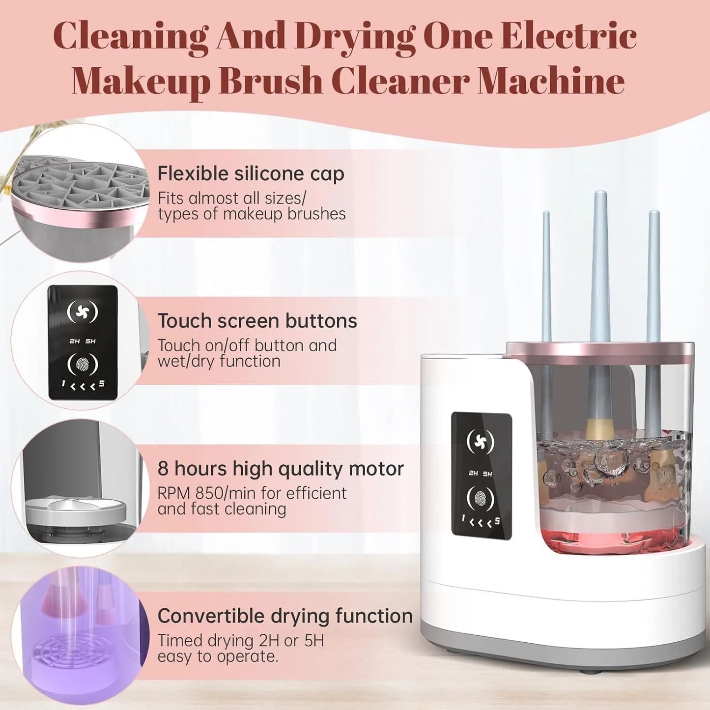 3 in 1 electric makeup brush cleaner with makeup brush drying