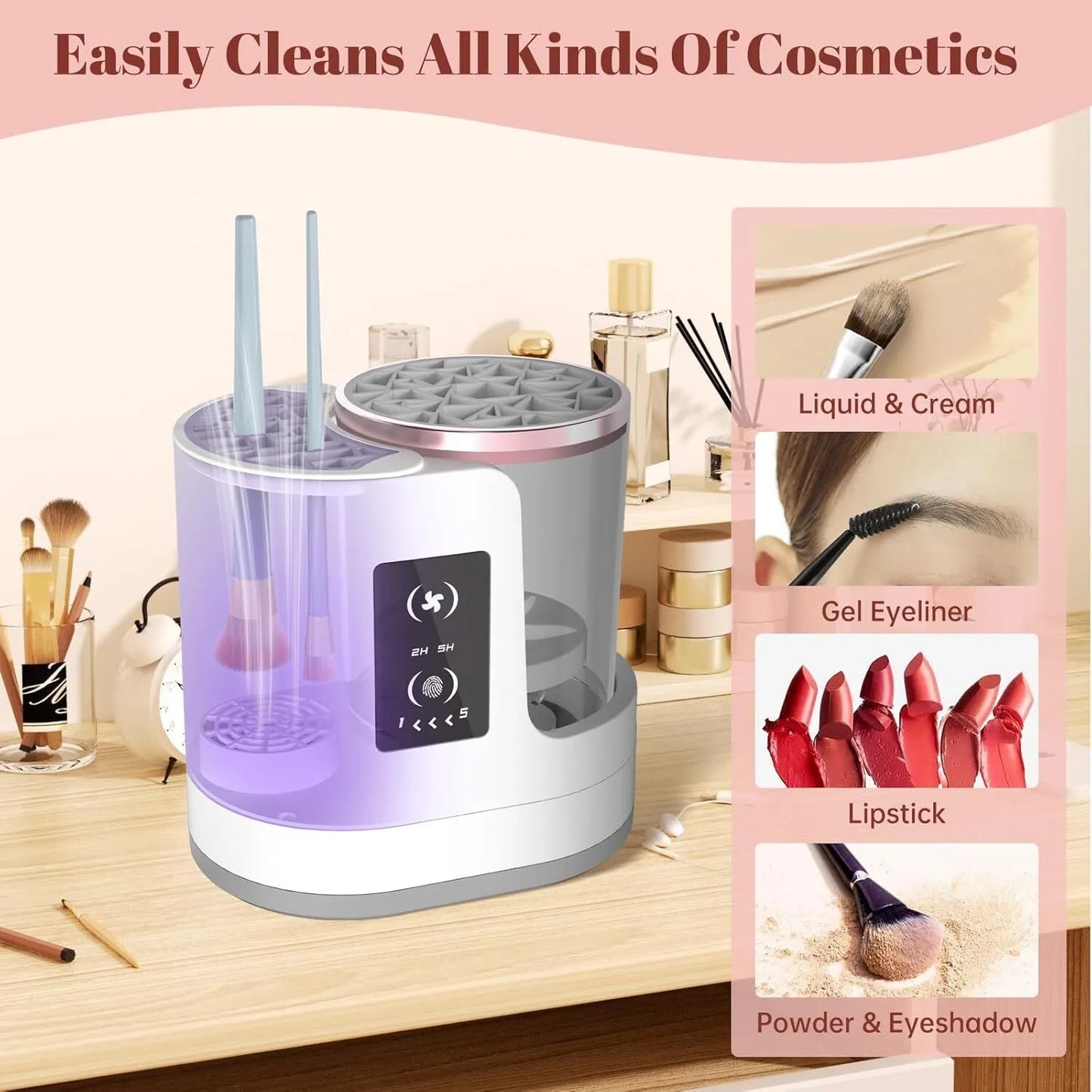 3 in 1 electric makeup brush cleaner with makeup brush drying