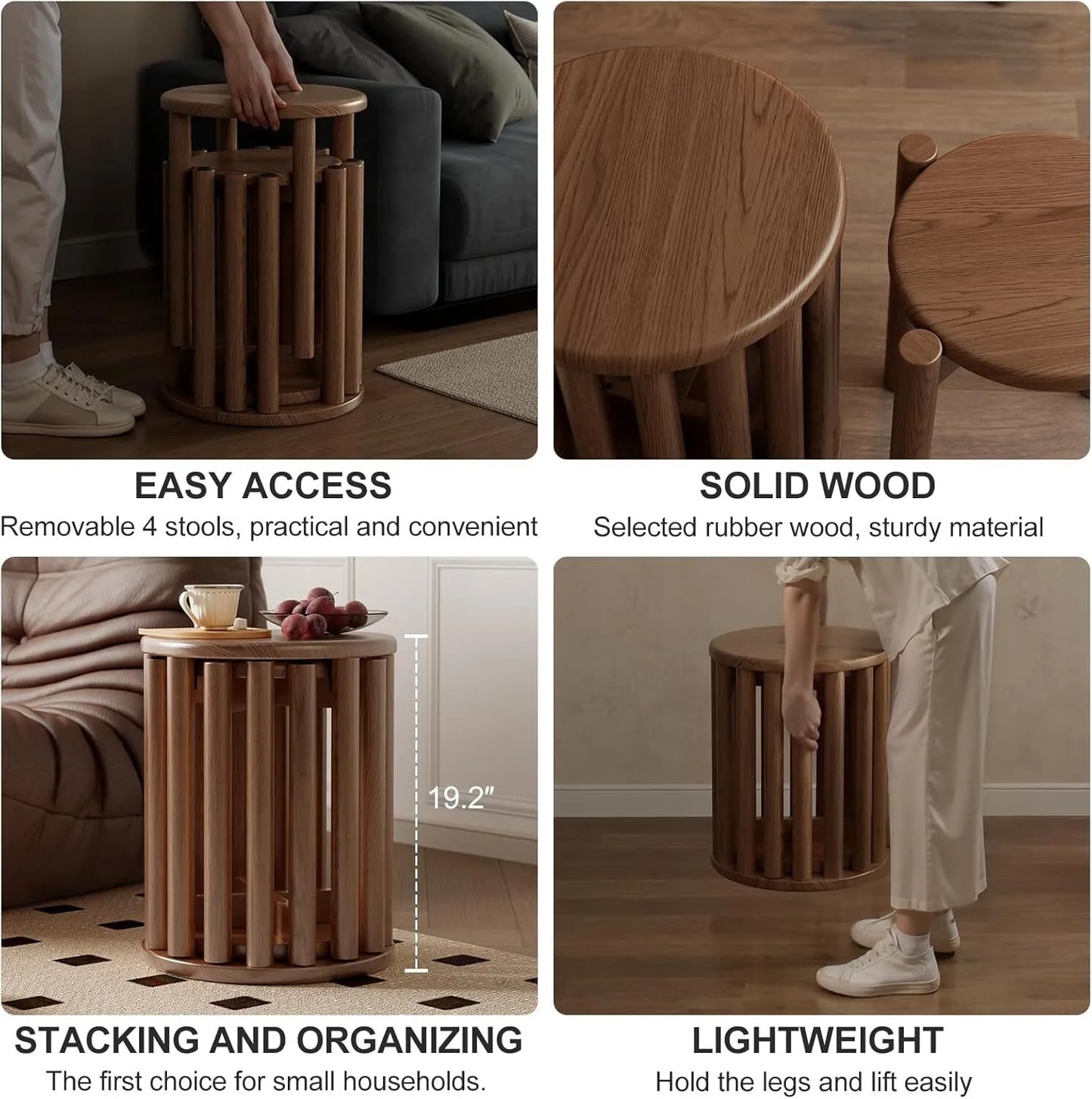 Stackable Domestic Round Stool Set of 4