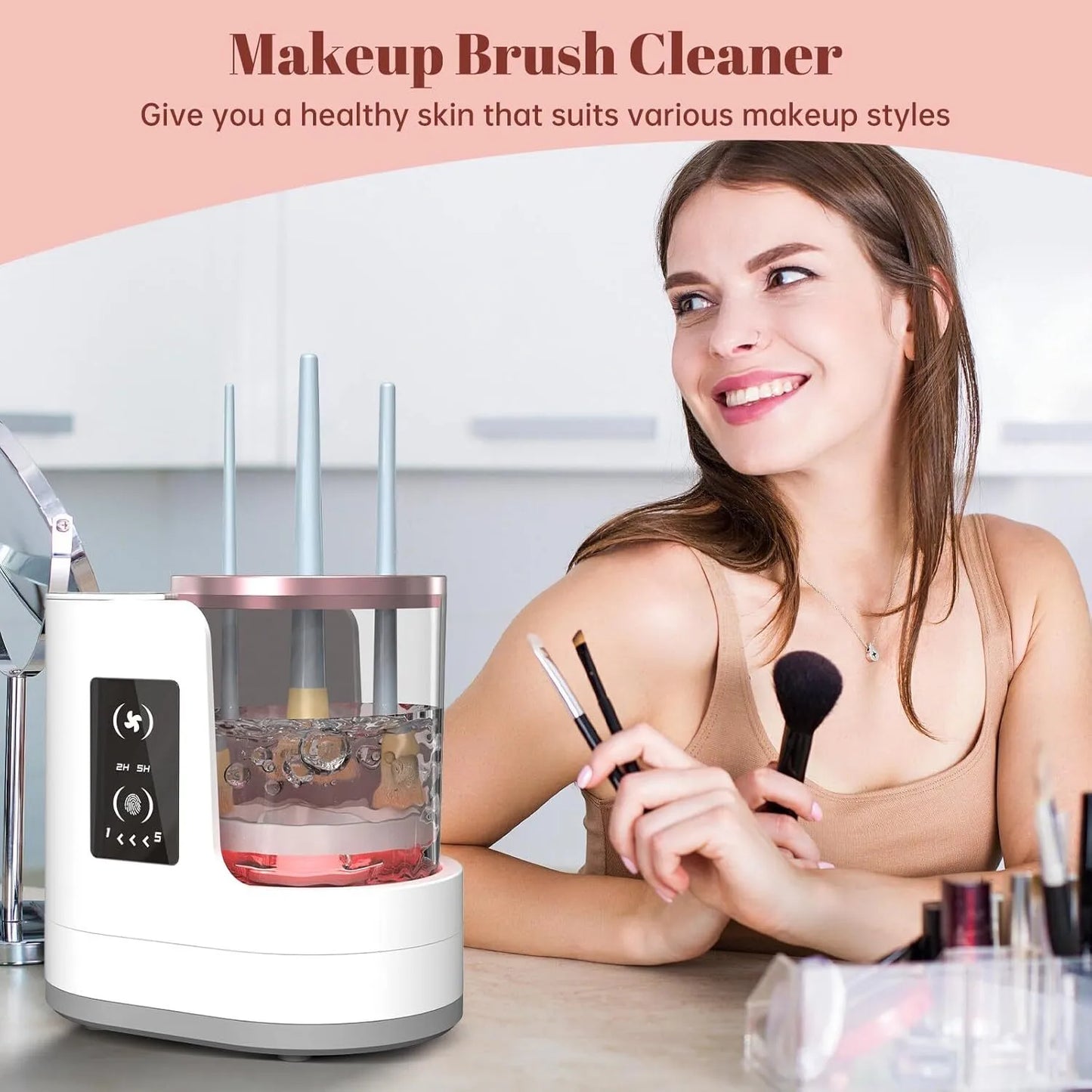 3 in 1 electric makeup brush cleaner with makeup brush drying